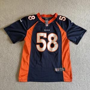 NFL Nike Von Miller #58 Denver Broncos Jersey On Field Size L Navy Orange Youth